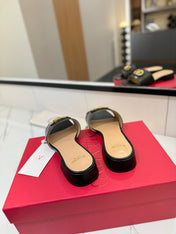 VALENTINO 26S SANDALS IN BLACK SMOOTH CALFSKIN WITH GOLD HARDWARE