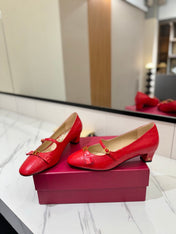 VLTN VLOGO SIGNATURE ROUND-TOE HEELS 25S IN RED LAMBSKIN SNAKE-EMBOSSED