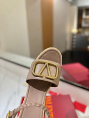 VLTN ESPADRILLE WEDGE SANDALS 25S 115 MM IN BEIGE BROWN LAMBSKIN WITH GOLD HARDWARE