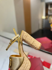 VLTN ESPADRILLE WEDGE SANDALS 25S 115 MM IN GOLD LAMBSKIN WITH GOLD HARDWARE