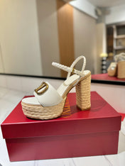 VLTN ESPADRILLE WEDGE SANDALS 25S 115 MM IN WHITE LAMBSKIN WITH GOLD HARDWARE