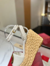 VLTN ESPADRILLE WEDGE SANDALS 25S 90 MM IN WHITE LAMBSKIN STYLE 3