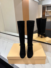 VALENTINO 25S GARAVANI PATTIE KNEE-HIGH BOOTS 80 MM IN BLACK SUEDE