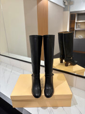 VALENTINO 25S GARAVANI PATTIE KNEE-HIGH BOOTS 80 MM IN BLACK CALFSKIN