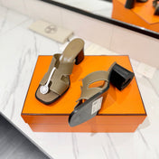 HM 26S HELIA SANDAL 70MM IN OLIVE BROWN EPSOM CALFSKIN