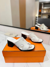 HM 26S HELIA SANDAL 70MM IN WHITE EPSOM CALFSKIN