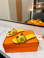 HM 26S ORAN SANDALS IN YELLOW SUEDE WITH TAN BOWN BRAIDED TRIM