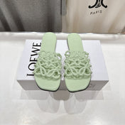 LOEWE 26S PETAL ANAGRAM SLIDE IN SAGE GREEN CALFSKIN