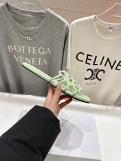 LOEWE 26S PETAL ANAGRAM SLIDE IN SAGE GREEN CALFSKIN