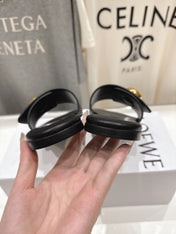 LOEWE 26S PEBBLE SLIDE IN BLACK CALFSKIN GOLD HARDWARE