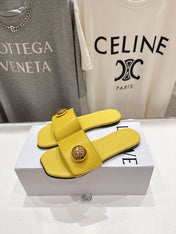 LOEWE 26S PEBBLE SLIDE IN YELLOW CALFSKIN GOLD HARDWARE