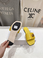 LOEWE 26S PEBBLE SLIDE IN YELLOW CALFSKIN GOLD HARDWARE