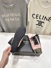 PRADA 25S MULES IN LIGHT PINK WITH METAL TOECAP