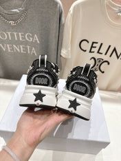 DIOR 25S SNEAKER IN BLACK LAMBSKIN AND MESH FABRIC WITH PEARL DETAILING