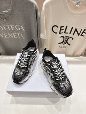 DIOR 25S SNEAKER IN BLACK LAMBSKIN AND MESH FABRIC WITH PEARL DETAILING