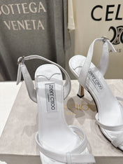 JIMMY CHOO 26S HIGH-HEELED SANDALS 100 MM IN WHITE LAMBSKIN STYLE 1