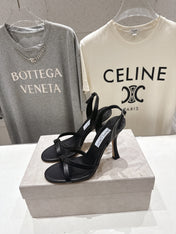 JIMMY CHOO 26S HIGH-HEELED SANDALS 100 MM IN BLACK LAMBSKIN