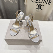 JIMMY CHOO 26S HIGH-HEELED SANDALS 100 MM IN WHITE LAMBSKIN