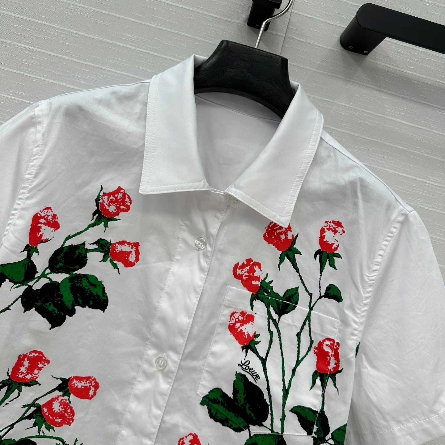 Loewe Rose Print Short-sleeved Shirt White Cotton