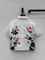 Loewe Rose Print Short-sleeved Shirt White Cotton