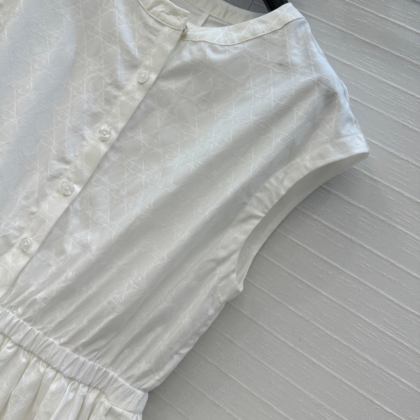 DIOR WHITE SLEEVELESS TOP WITH RUCHED WAIST