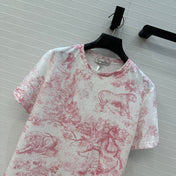 DIOR GRAPHIC PRINT T-SHIRT IN WHITE AND PINK