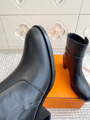 HM 25S FRENCHIE 50 ANKLE BOOT 50 MM IN BLACK LAMBSKIN WITH SILVER HARDWARE