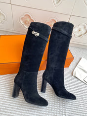 HM 25S TALL BOOTS 90 MM IN BLACK SUEDE