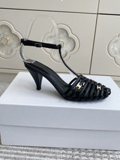 CELINE 26S CLEA TRIOMPHE GLADIATOR HEEL SANDALS 60 MM IN BLACK LAMBSKIN