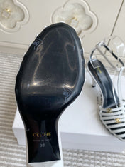 CELINE 26S CLEA TRIOMPHE GLADIATOR HEEL SANDALS 60 MM IN WHITE LAMBSKIN