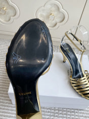CELINE 26S CLEA TRIOMPHE GLADIATOR HEEL SANDALS 60 MM IN GOLD LAMBSKIN