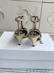 CELINE 26S CLEA TRIOMPHE GLADIATOR HEEL SANDALS 60 MM IN GOLD LAMBSKIN