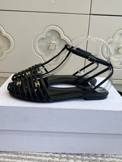 CELINE 26S CLEA TRIOMPHE GLADIATOR SANDALS IN BLACK LAMBSKIN