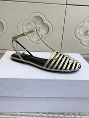 CELINE 26S CLEA TRIOMPHE GLADIATOR SANDALS IN CHAMPAGNE GOLD LAMBSKIN