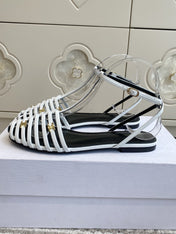 CELINE 26S CLEA TRIOMPHE GLADIATOR SANDALS IN WHITE LAMBSKIN