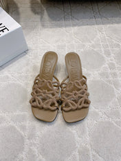 LOEWE 26S HIGH HEEL SANDALS IN BROWN CALFSKIN