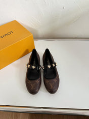 ROMY FLAT BALLERINA IN CHOCOLATE BROWN MONOGRAM CALFSKIN