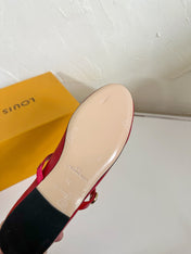 ROMY FLAT BALLERINA IN RUBY RED CALFSKIN