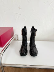 VIV' RANGERS STRASS BUCKLE BOOTS IN BLACK FABRICS