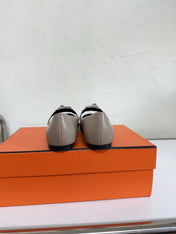 KIARA FLAT PUMP IN KHAKI BROWN CALFSKIN