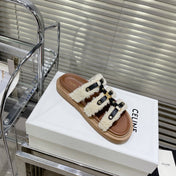 TIPPI SLIDE IN SHEARLING AND CALFSKIN BLACK/NATURAL