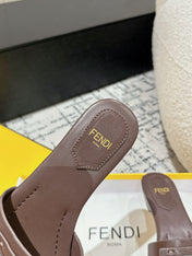 FF Baguette Chocolate Leather Slide