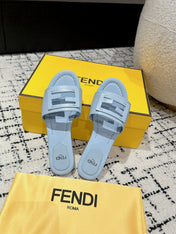 FF Baguette Baby Blue Leather Slide