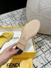 FF Baguette Yellow Leather Slide