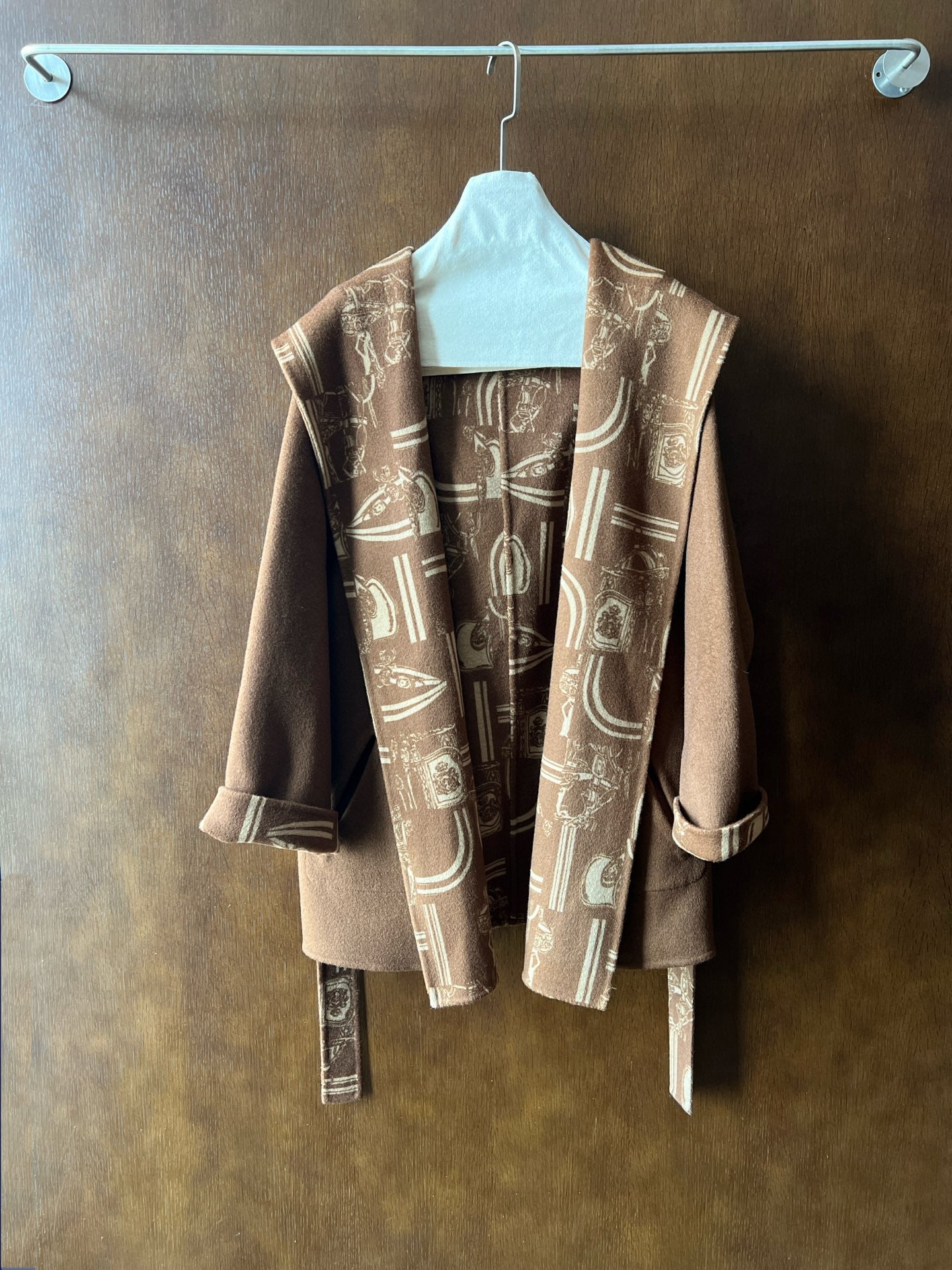HERMES 25S REVERSIBLE LONG HOODED COAT 046