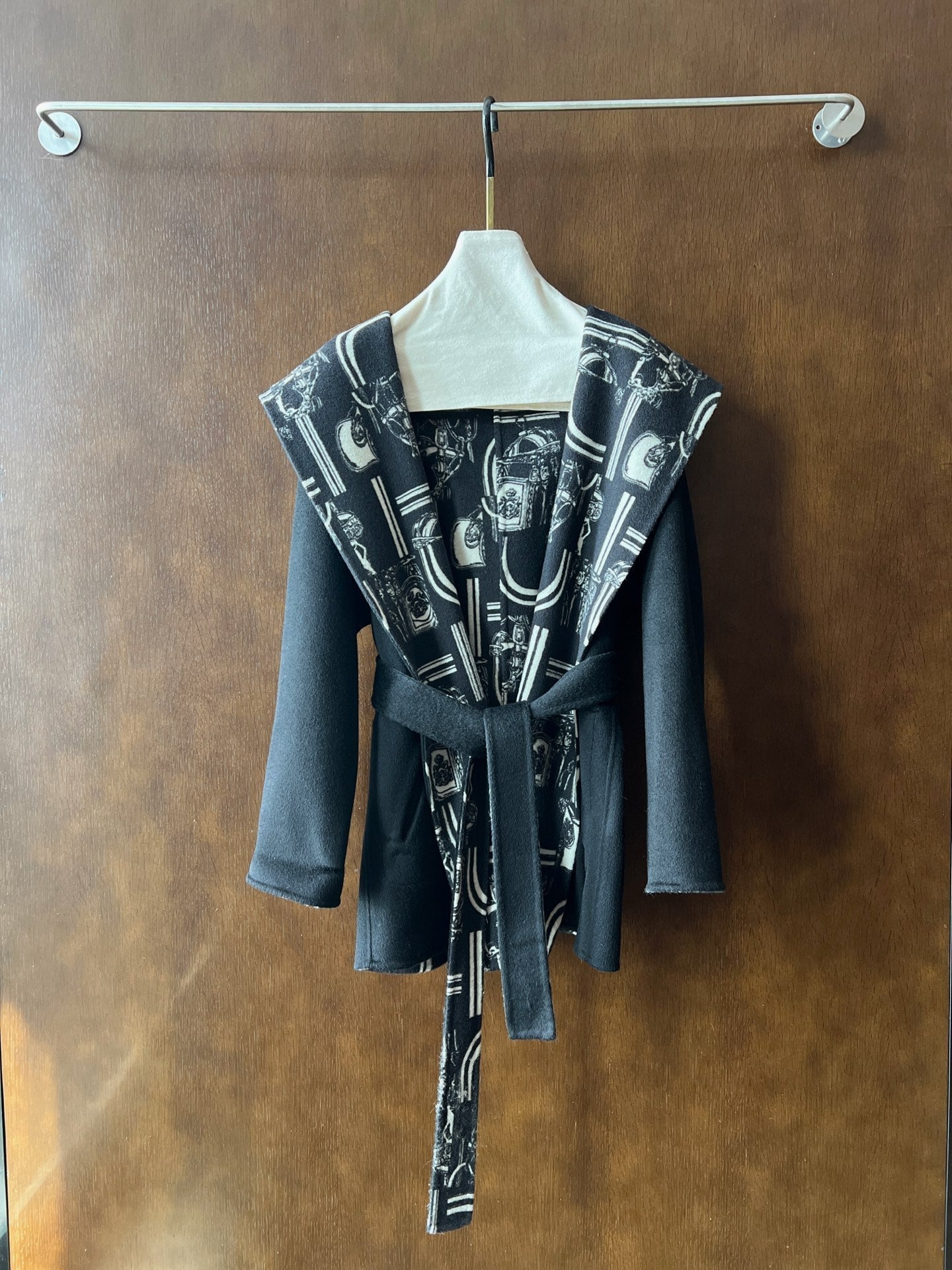 HERMES 25S REVERSIBLE LONG HOODED COAT 047
