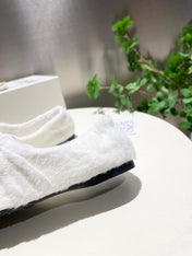 LOEWE 26S BALLET FLATS IN WHITE SHEARLING