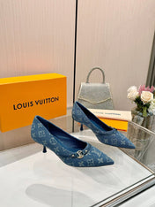 6AM HIGH HEELS 55 MM IN CLASSIC BLUE MONOGRAM DENIM
