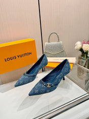 6AM HIGH HEELS 55 MM IN CLASSIC BLUE MONOGRAM DENIM