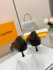 6AM HIGH HEELS 55 MM IN CHOCOLATE BROWN MONOGRAM LAMBSKIN
